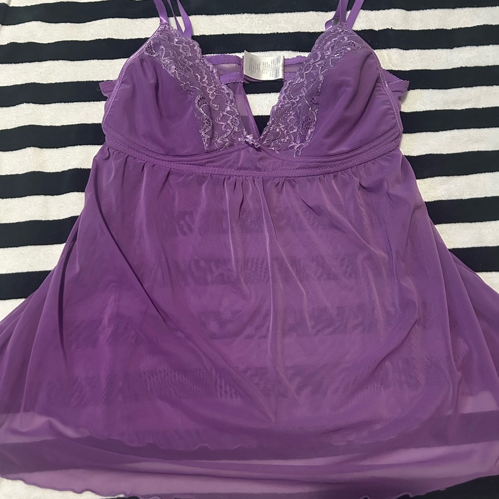 Purple Lace Trim Babydoll